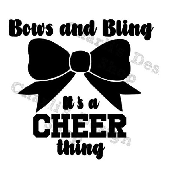 Bows and Bling Cheer Think SVG Image - great for bow boxed and garment bags