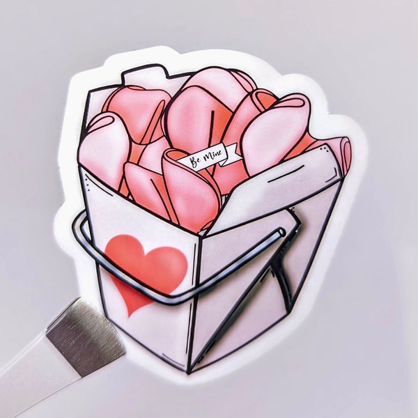 Valentine fortune cookie sticker - waterproof, vinyl, personalize your gear, decals, aesthetic, water bottle sticker, die cut, valentine