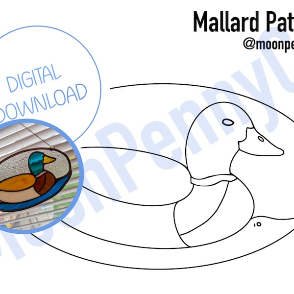 Stained glass Mallard pattern - Duck, glass, outline, pattern, stained glass supply