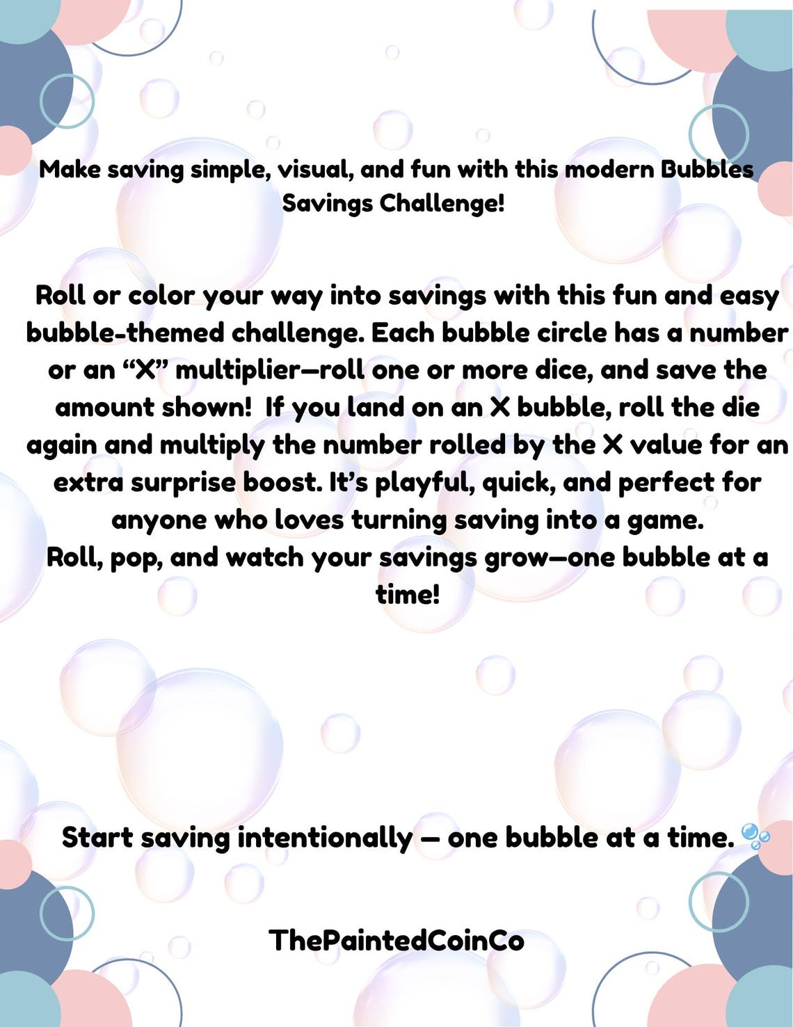 Bubbles Savings Challenge for Budgeting, Cash Stuffing, and Saving ...