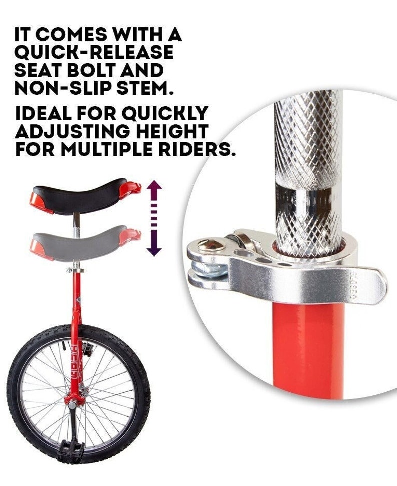 Deluxe Indy Trainer 16 Unicycle Chrome Or Red & Black Stunt Circus Fun Adults/Children image 5