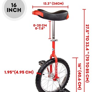 Deluxe Indy Trainer 16 Unicycle Chrome Or Red & Black Stunt Circus Fun Adults/Children image 10