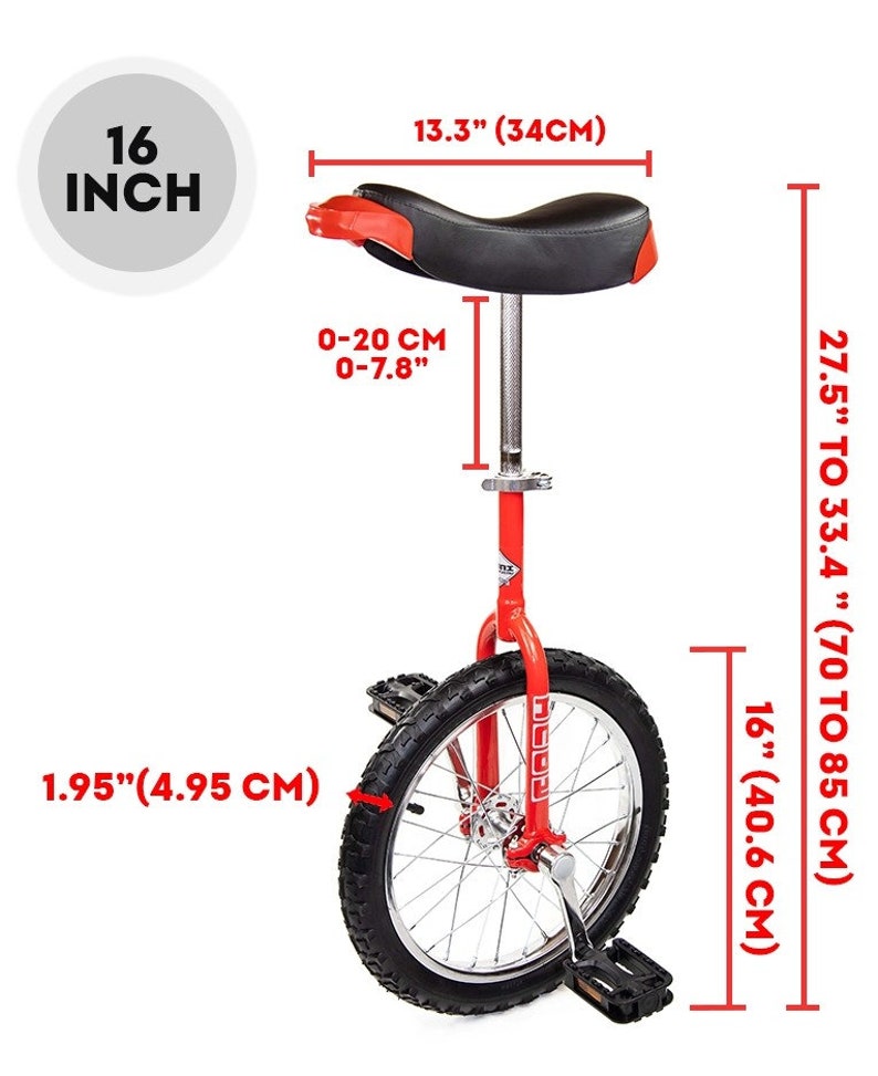 Deluxe Indy Trainer 16 Unicycle Chrome Or Red & Black Stunt Circus Fun Adults/Children image 10