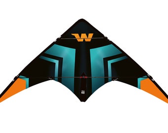 Wolkensturmer | Cerf-volant acrobatique traditionnel Fancy Kite Delta à deux lignes - Turquoise - 130 cm
