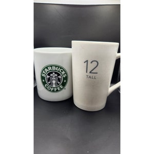 Starbucks tall slim coffee mug. Vintage. White. by Vintagetimelessdecor on