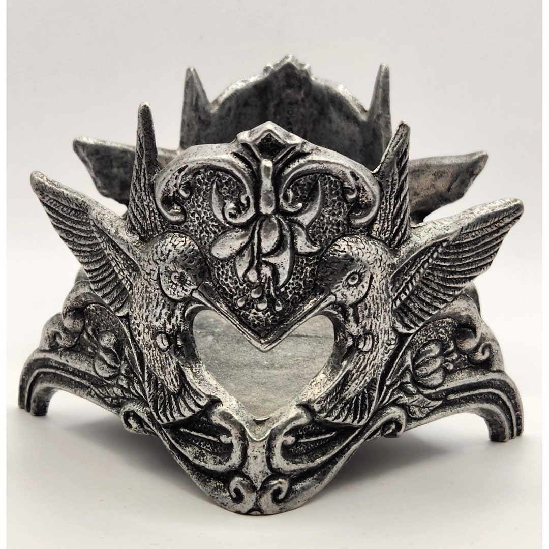 Vintage 1997 Carson Pewter Hummingbirds Lg Jar Candle Holder Stamped Etsy