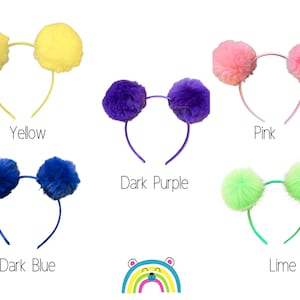 Animal Bear Ears // Halloween Fuzzy Ear headband // Pooh Bear or Care Bear // Multicolored Rainbow