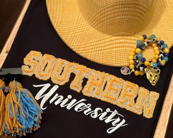 Southern University Tee, Southern University Embroidered Shirt, Southern University Apparel, SU shirt, Southern University Embroidery