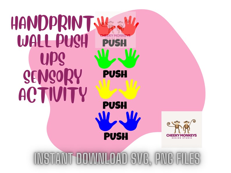 Handprints Wall Push Ups Sensory Path Digital Download Wall Decal Cricut SVG FILE Etsy