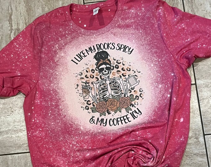 Spicy Books Icy Coffee Shirt: Bleached Skellie Book Tee