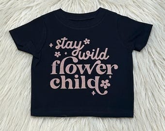 Stay Wild Flower Child T-Shirt: Boho Kids Graphic Tee