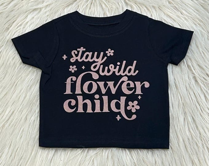 Stay Wild Flower Child T-Shirt: Boho Kids Graphic Tee