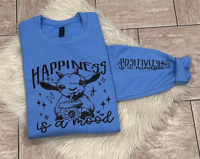 Happiness Goat Shirt: Animal Lover Crew Neck Sweatshirt