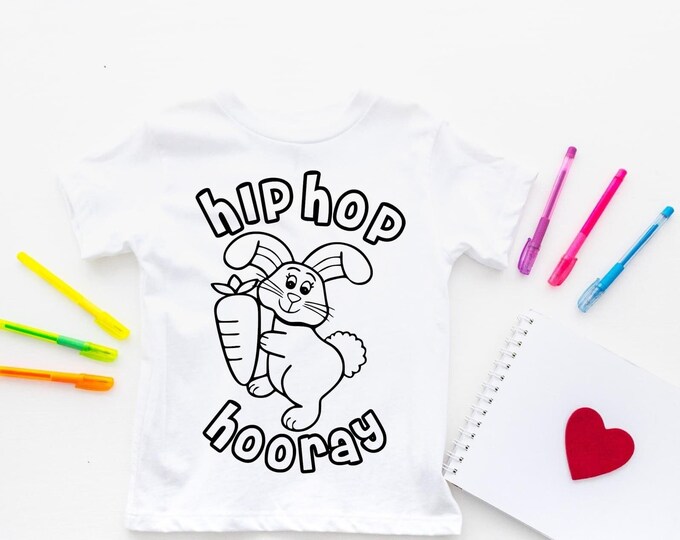 Kids Easter Coloring Shirt: Bunny Design