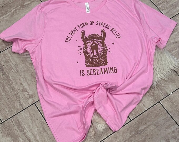 Funny Llama Screaming Shirt: Mental Health Stress Relief Tee