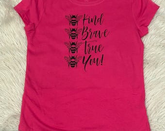 Be Kind Bee Graphic Kids Shirt, Inspirational Cotton Blend Tee