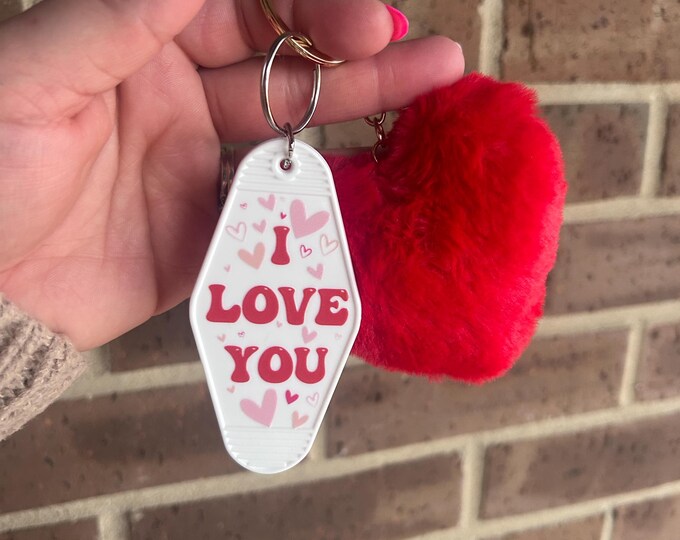 I Love You Motel Keychain, Valentine's Day Gift