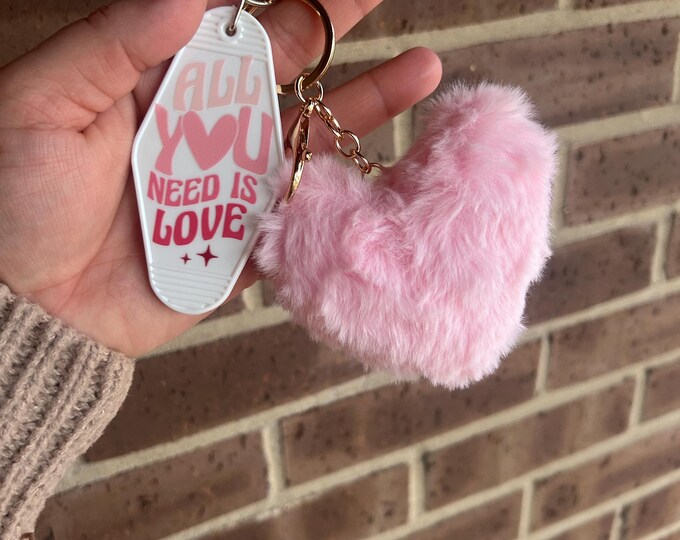 Retro Motel Keychain: 'All You Need Is Love' Valentine Gift