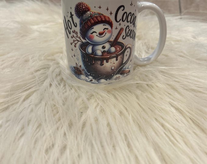 Hot Cocoa Mug: Christmas Snowman Ceramic Mug (11oz)