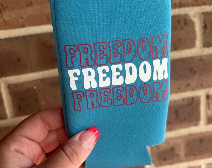 Freedom Can Koozie: 4th of July Slim Can Cooler