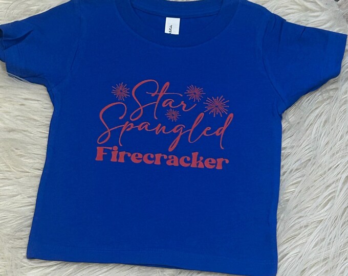 Star Spangled Firecracker Shirt: Fourth of July Kids Graphic Tee