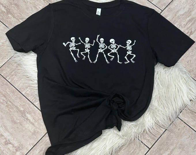 Dancing Skeleton Halloween Shirt: Cotton Graphic Tee