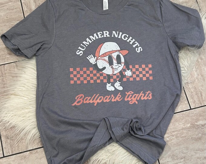 Summer Nights Baseball Shirt: Ballpark Lights Graphic Tee