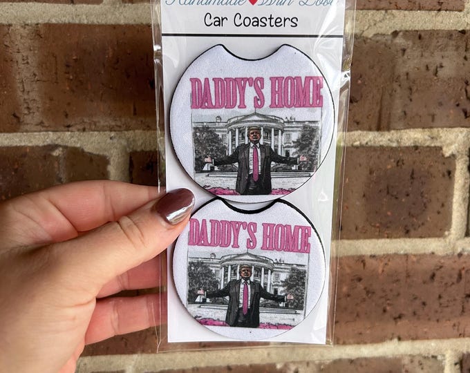 Daddy's Home Car Coasters: Absorbent Neoprene Car Accessories (Set of 2)