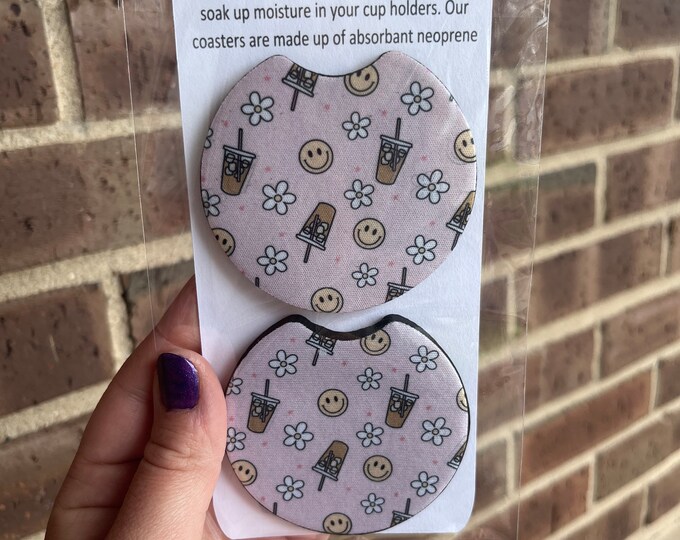 Neoprene Car Coasters: Absorbent Car Accessories (Set of 2)