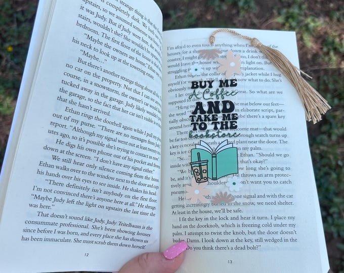 Coffee & Bookstore Acrylic Bookmark with Tassel