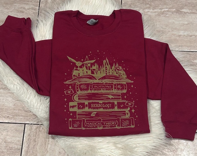 Wizard Book Sweatshirt: Herbology Cotton Crew Neck