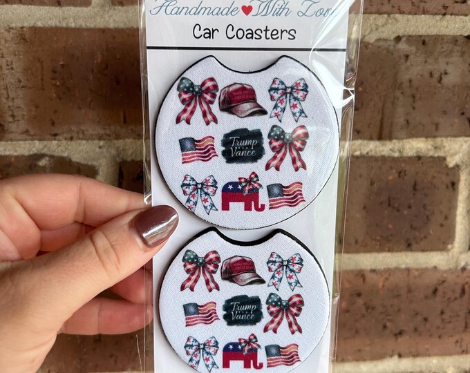 Absorbent Neoprene Car Coasters: Political Coquette Accessories (Set of 2)