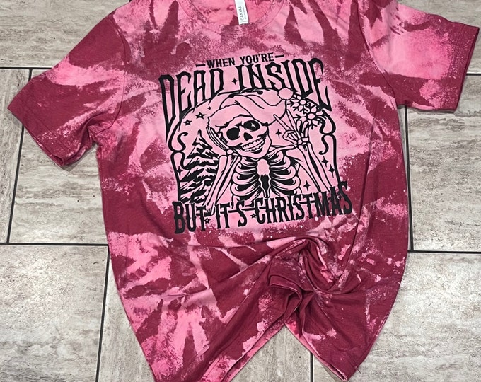 Funny Skeleton Christmas Bleach Shirt, 'Dead Inside' Holiday Tee