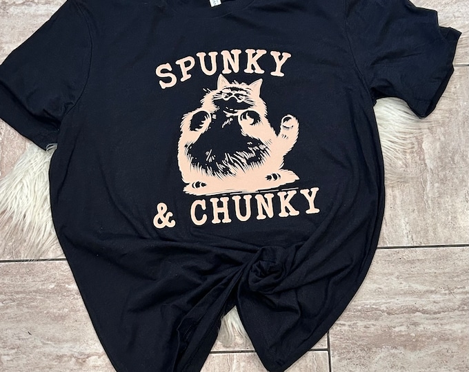 Spunky & Chunky Cat Graphic T-shirt: Funny Cotton Tee