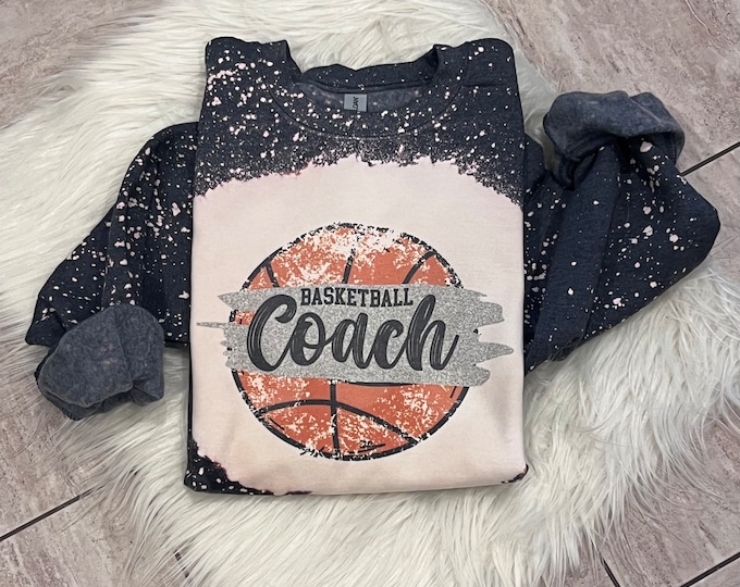 Bleached Basketball Coach Sweatshirt: Soft Cotton-Poly Blend