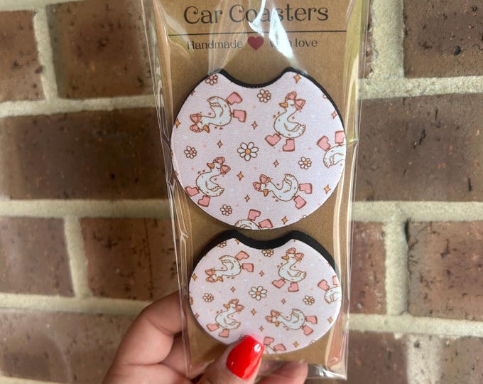 Silly Goose Car Coasters: Absorbent Neoprene, Set of 2
