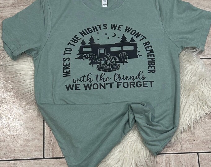 Adventure Awaits Retro Camper Shirt: Camping Friends Trip