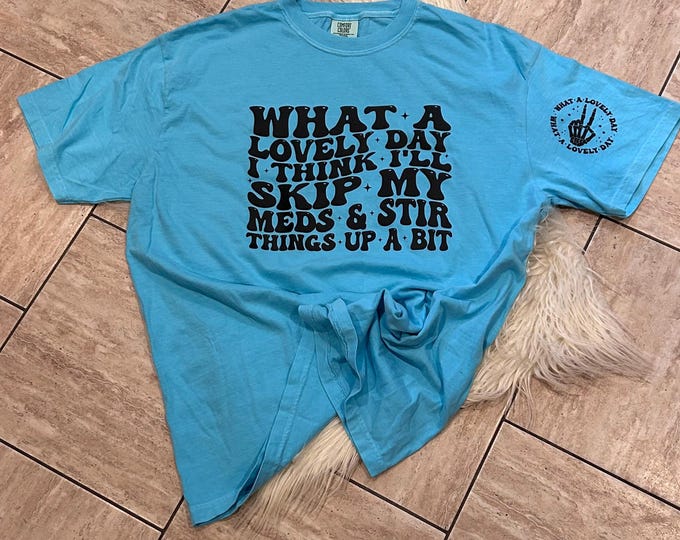 What a Lovely Day Shirt, What A Lovely Day I Think I'll Skip My Meds And Stir Things Up A Bit Shirt, Adult Humor Shirt, Funny Adult Shirt