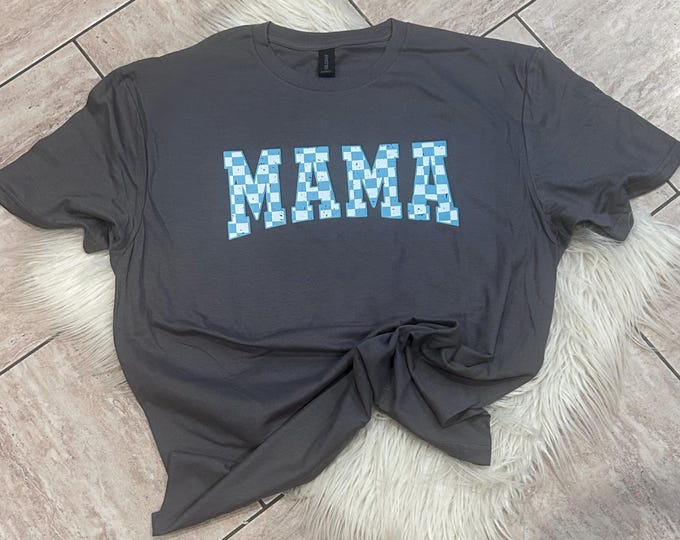 Mama Checkered Shirt, Retro Cotton Tee, Mother's Day Gift
