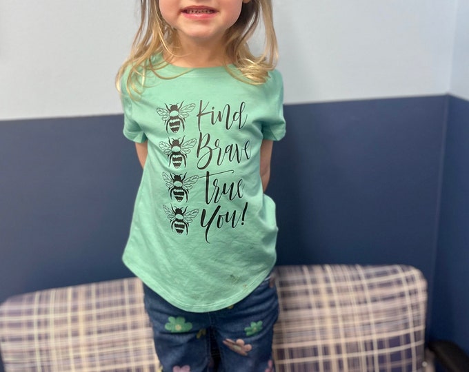 Be Kind Bee Graphic Kids Shirt, Inspirational Cotton Blend Tee