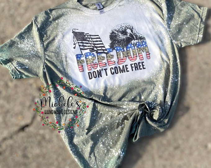 Bleached Freedom Shirt: Patriotic Eagle Graphic Tee
