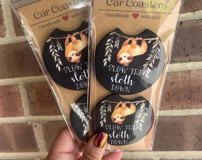 Funny Sloth Car Coasters: Absorbent Neoprene Car Accessories