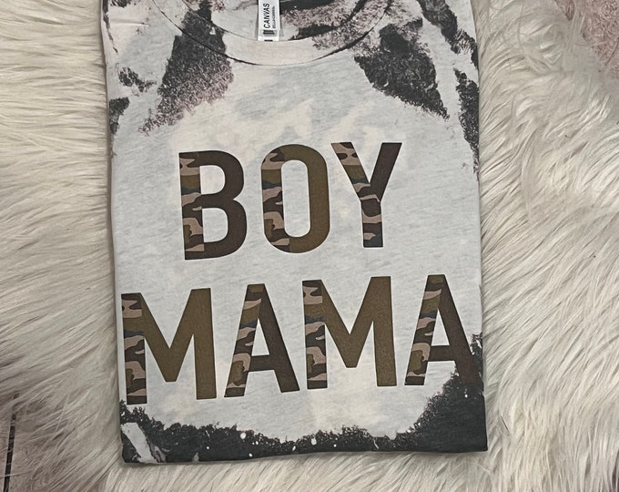 Boy Mama Shirt: Camo Letter Print, Soft Cotton Mom Tee