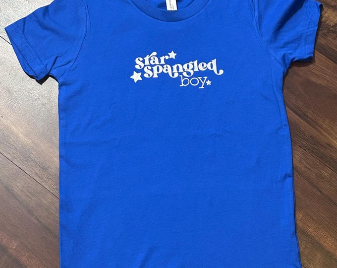 Star Spangled Boy Shirt: 4th of July Kids Graphic Tee