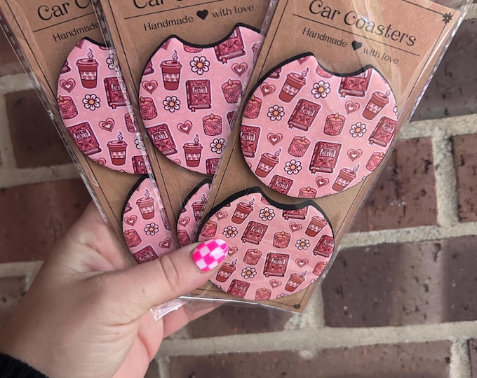 Bookish Car Coasters: Absorbent Neoprene Car Accessories (Set of 2)