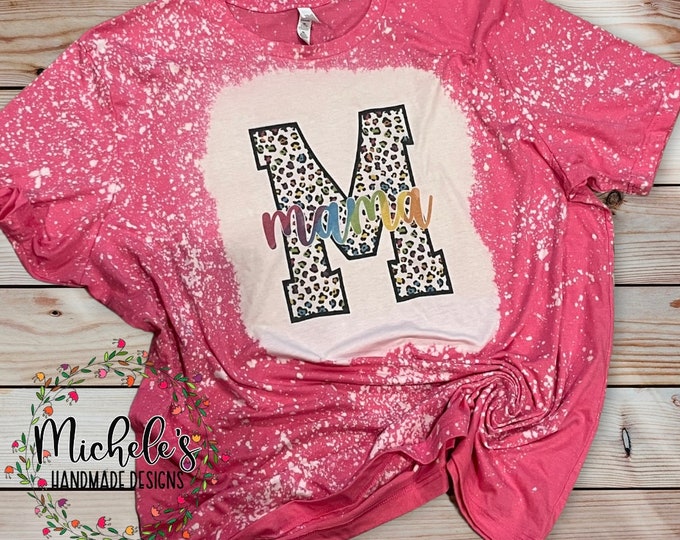 Mama Cheetah Print Bleached Shirt