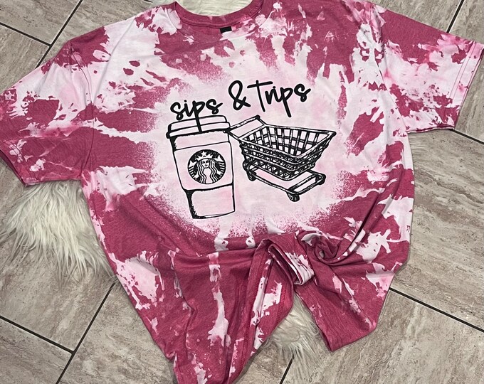 Sips and Trips Graphic Tee - Coffee and Shopping Shirt