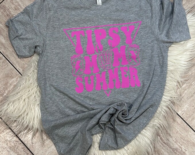 Tipsy Mom Summer Graphic Tee - Soft Cotton Shirt