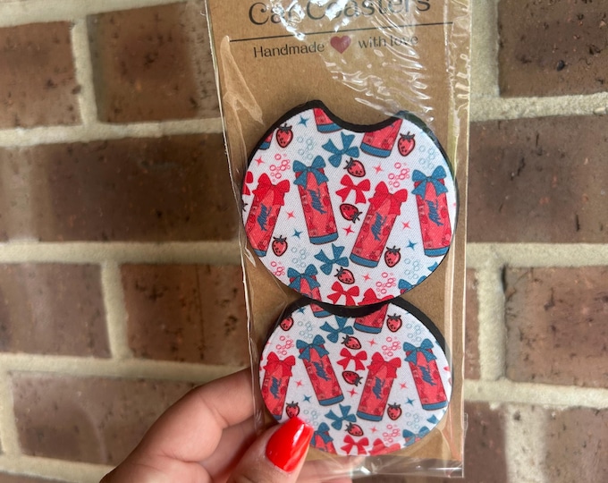 Neoprene Car Coasters: Energy Drink Design - Set of 2