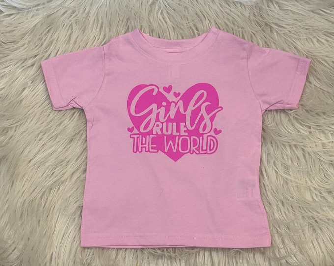 Girls Rule The World Graphic Tee, Kids Cotton Shirt